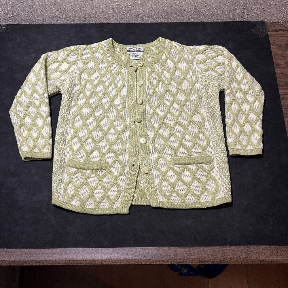 Aran Crafts Cardigan Vintage Irish Fisherman Handknit Wool Sweater Woollen Forge